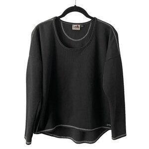 Kavu Scoop Neck Ribbed Knit Casual Pullover Long Sleeve T-Shirt Black Medium